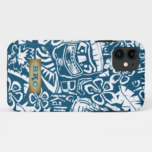 Tropische  Hawaiian Tiki Surfer Case-Mate iPhone Case (Achterkant (horizontaal))