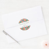 Tropische heldere botanische bloemenbruiloft ronde sticker (Envelop)