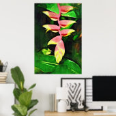 Tropische Heliconia - Lobster Claw Poster (Thuiskantoor)