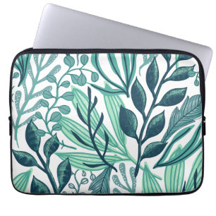 Tropische herfst blauwe bladeren patronen laptop sleeve