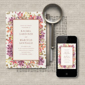 Tropische herfst bloemenbruiloft kaart