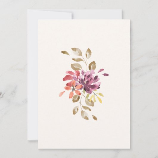 Tropische herfst bloemenbruiloft kaart (Achterkant)