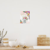 Tropische herfst bloemenen slurf babyshower welkom poster (Keuken)