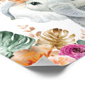 Tropische herfst bloemige olifant baby shower welk poster (Hoek)