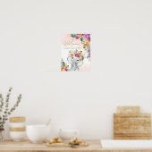 Tropische herfst bloemige olifant baby shower welk poster (Keuken)
