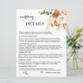 Tropische herfst bruiloft Details Sjabloon Kaart (Staand voorkant)