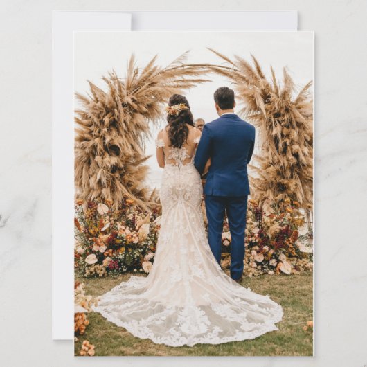 Tropische herfst bruiloft Details Sjabloon Kaart (Achterkant)