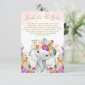 Tropische Herfst Floral Elephant brengt boek voor  Informatiekaartje (Staand voorkant)