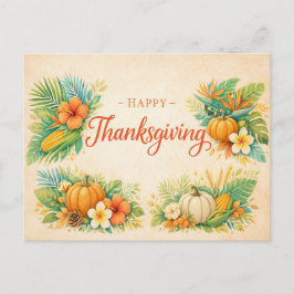 Tropische herfst thanksgiving pompoen bloemstuk feestdagenkaart
