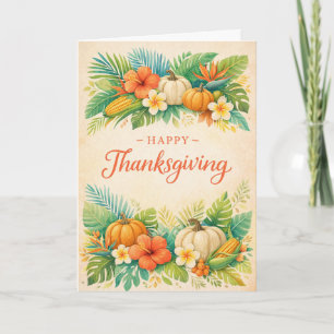 Tropische herfst thanksgiving pompoen bloemstuk  kaart
