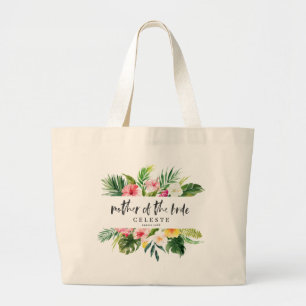 Tropische het manuscriptmoeder van de waterverf va grote tote bag
