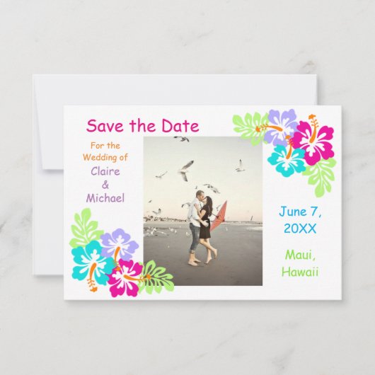 Tropische Hibiscus - 3x5 Bewaar de datum Save The Date (Voorkant)