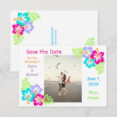 Tropische Hibiscus - 3x5 Bewaar de datum Save The Date (Voorkant / Achterkant)