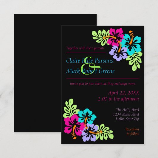 Tropische Hibiscus - 3x5 bruiloft uitnodiging (Voorkant / Achterkant)