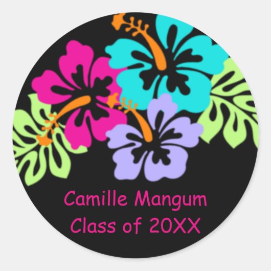 Tropische Hibiscus - Afstuderen Cirkel tickers Ronde Sticker (Voorkant)