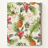 Tropische Hibiscus Ananas Monogram Notitieboek (Achterkant)