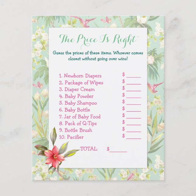 Tropische Hibiscus Baby shower Games 2 Sided (Voorkant)