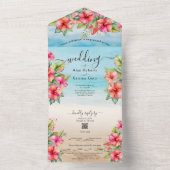 Tropische Hibiscus Beach Alles in één bruiloft Uit All In One Uitnodiging (Binnen)