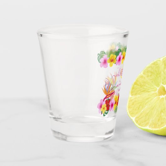 Tropische Hibiscus Beach Bachelorette Shot Glas (Links)