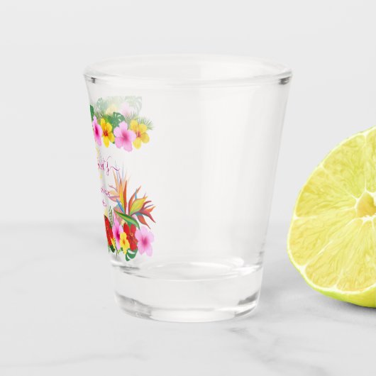 Tropische Hibiscus Beach Bachelorette Shot Glas (Rechts)