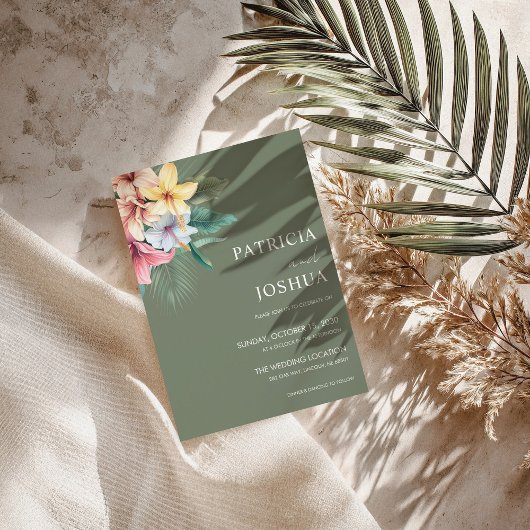 Tropische Hibiscus bestemming bruiloft uitnodiging