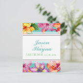 Tropische Hibiscus bewaar de datum Briefkaart (Staand voorkant)