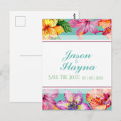 Tropische Hibiscus bewaar de datum Briefkaart (Voorkant / Achterkant)