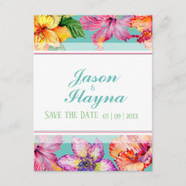 Tropische Hibiscus bewaar de datum Briefkaart