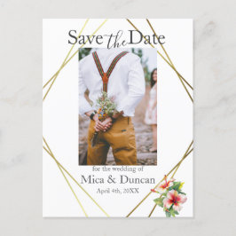 Tropische Hibiscus Bewaar de datum Foto QR Code Briefkaart