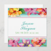 Tropische Hibiscus bewaar de datum platte Kaart (Voorkant / Achterkant)