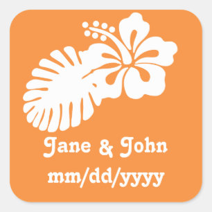 Tropische hibiscus bij Oranje ticker Vierkante Sticker