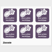 Tropische hibiscus bij Paarse ticker Vierkante Sticker (Vel)
