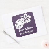 Tropische hibiscus bij Paarse ticker Vierkante Sticker (Envelop)