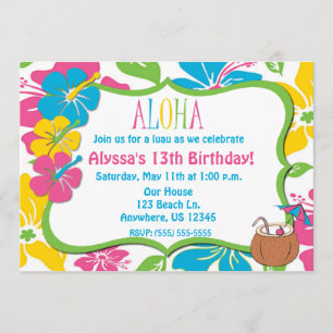 Tropische Hibiscus Birthday of Shower Invitation Kaart