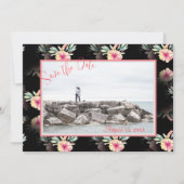 Tropische Hibiscus Black foto Save the Date (Voorkant)