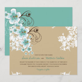 Tropische Hibiscus Blauw Luau Strand Bruiloft Uitn Kaart