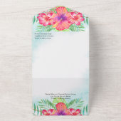 Tropische hibiscus Bloedbad Waterverf strand bruil All In One Uitnodiging (Buitenkant)