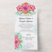 Tropische hibiscus Bloedbad Waterverf strand bruil All In One Uitnodiging (Binnen)