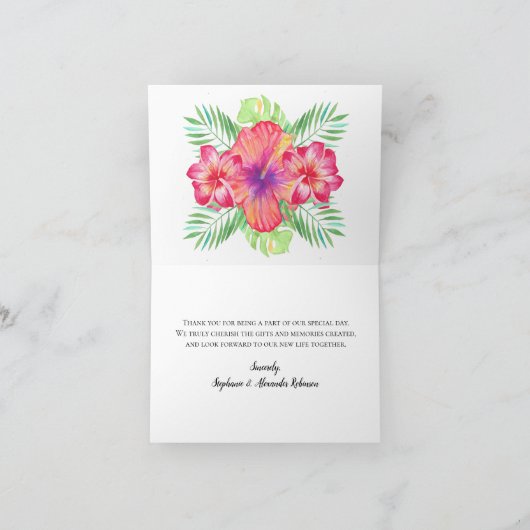 Tropische hibiscus Bloedbad Waterverf strand bruil Bedankkaart (Binnen)