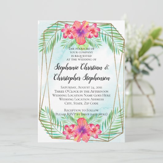 Tropische hibiscus Bloedbad Waterverf strand bruil Kaart (Staand voorkant)