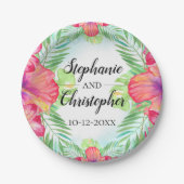 Tropische hibiscus Bloedbad Waterverf strand bruil Papieren Bordje (Voorkant)