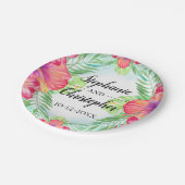 Tropische hibiscus Bloedbad Waterverf strand bruil Papieren Bordje (Gekanteld)