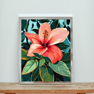 Tropische Hibiscus Bloem Digitale Kunst Foto Afdruk