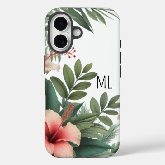 Tropische Hibiscus Bloem Monogram Eiland Ontwerp Case-Mate iPhone Case (Achterkant)