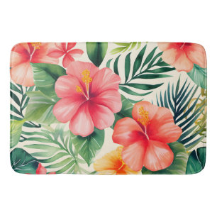 Tropische hibiscus bloem patroon badmat
