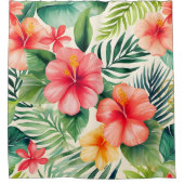 Tropische hibiscus bloem patroon douchegordijn (Voorkant)