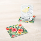 Tropische hibiscus bloem patroon kartonnen onderzetters (Insitu)