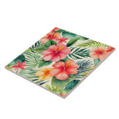 Tropische hibiscus bloem patroon tegeltje (Zijkant)