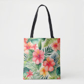 Tropische hibiscus bloem patroon tote bag (Voorkant)