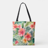 Tropische hibiscus bloem patroon tote bag (Achterkant)